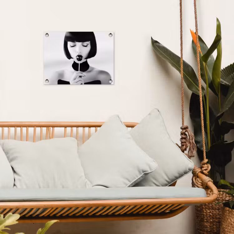 Vrouw - Lolly - Zwart - Wit tuinposter los doek klein -sfeer7