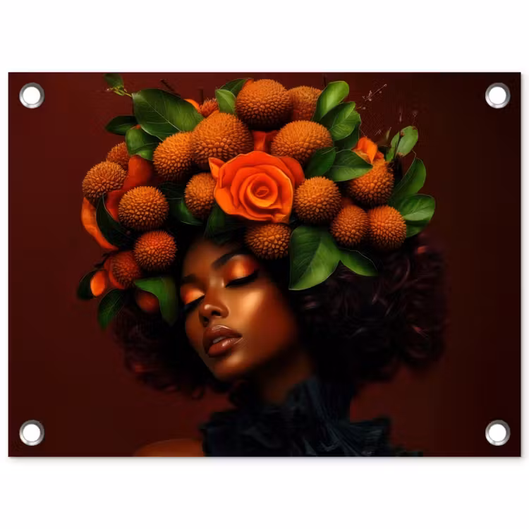 Vrouw - lychee - exotisch tuinposter los doek klein -3d