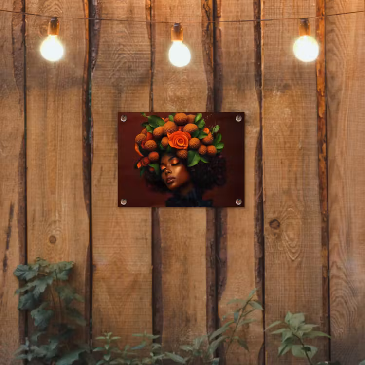 Vrouw - lychee - exotisch tuinposter los doek klein -sfeer1