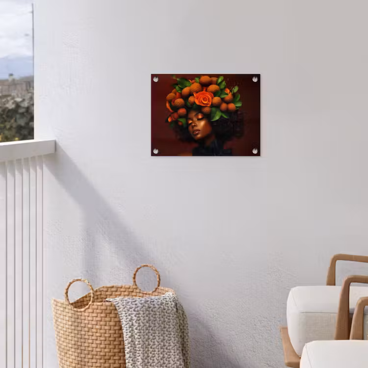 Vrouw - lychee - exotisch tuinposter los doek klein -sfeer8