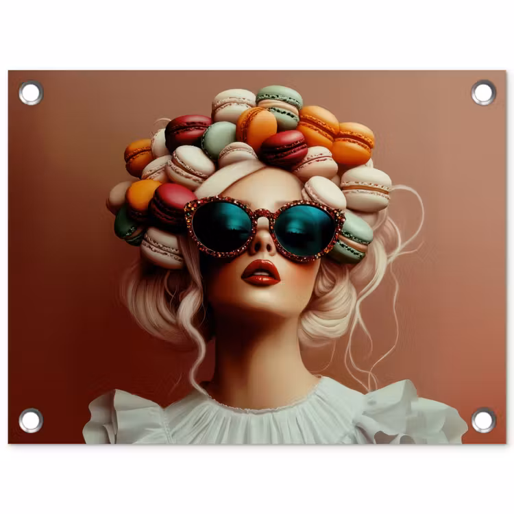 Vrouw - Macarons - Bril tuinposter los doek klein -3d