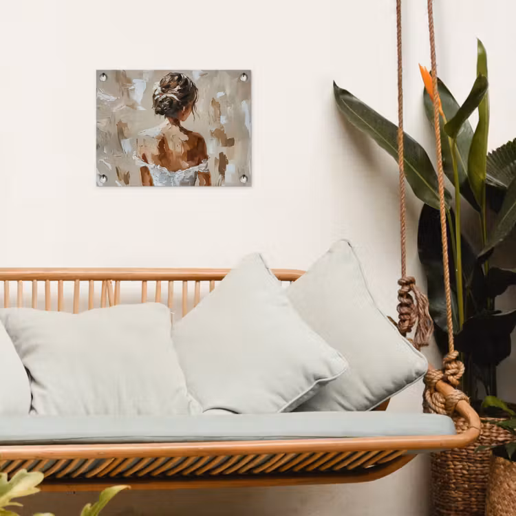 Vrouw - Verf - Abstract - Beige - Modern tuinposter los doek klein -sfeer7