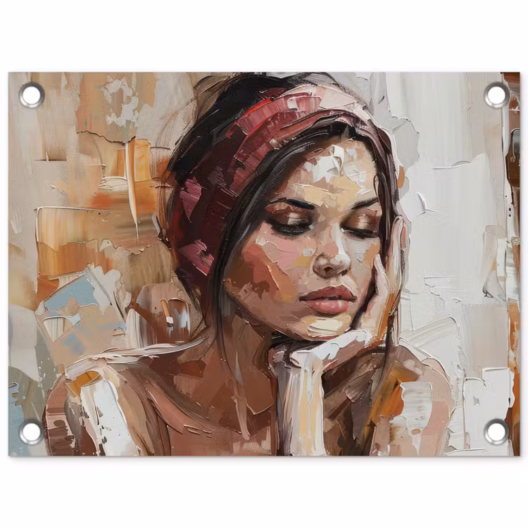 Vrouw - Verflook - Portret - Modern tuinposter los doek klein -3d