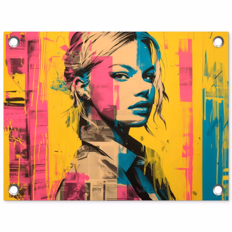 Vrouw - Verfstrepen - Gekleurd tuinposter los doek klein -3d