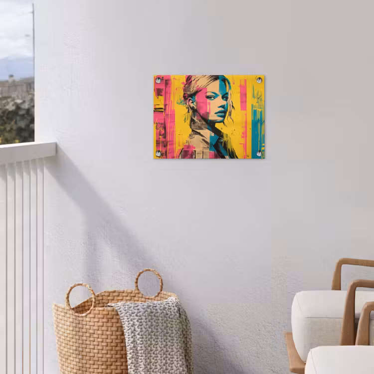 Vrouw - Verfstrepen - Gekleurd tuinposter los doek klein -sfeer8