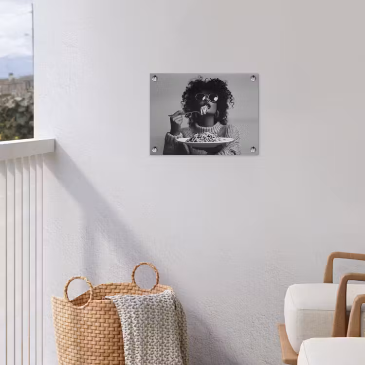 Vrouw - Pasta - Zwart - Wit tuinposter los doek klein -sfeer8