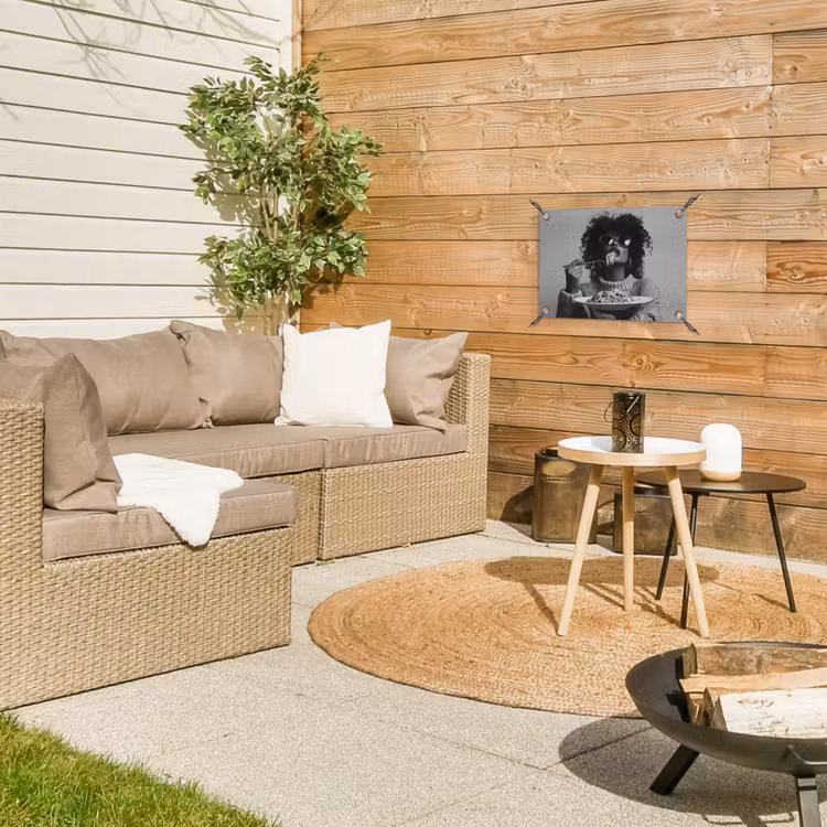 Vrouw - Pasta - Zwart - Wit tuinposter los doek klein -sfeer4