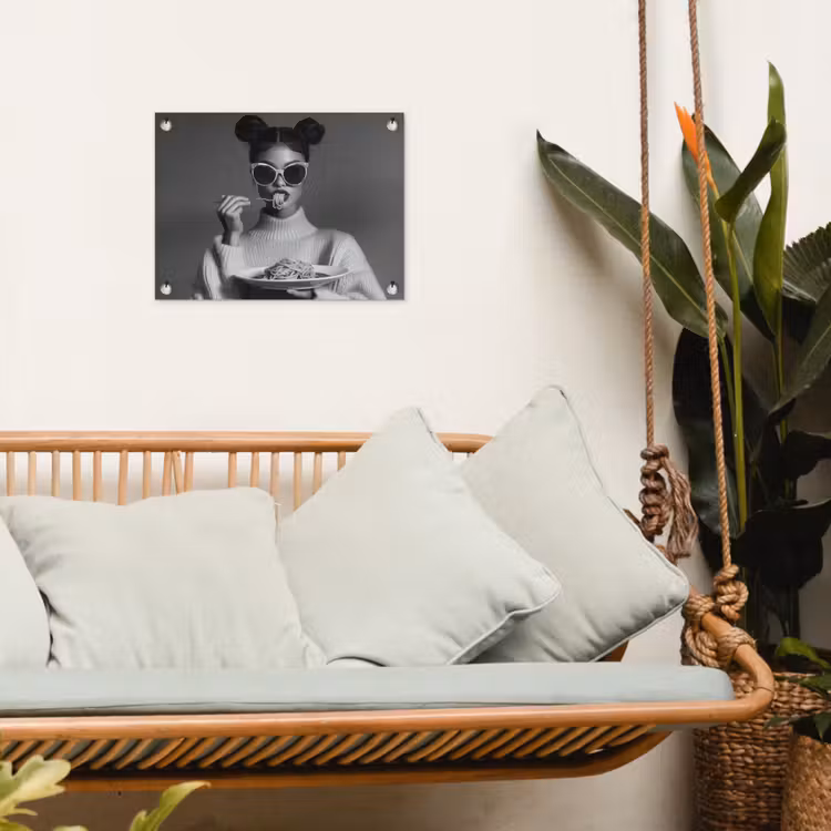 Vrouw - Pasta - Zonnebril tuinposter los doek klein -sfeer7