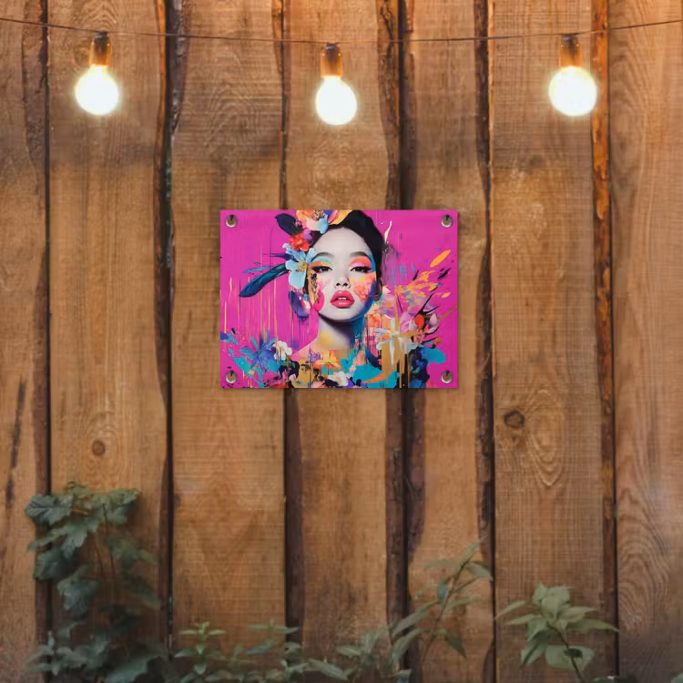 Vrouw - Portret - Abstract - Paars tuinposter los doek klein -sfeer1