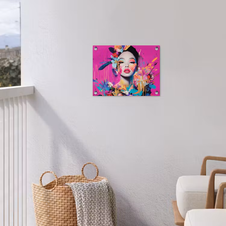 Vrouw - Portret - Abstract - Paars tuinposter los doek klein -sfeer8