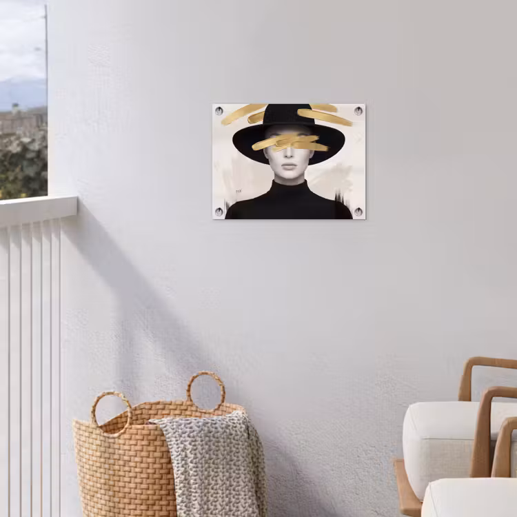 Vrouw - Portret - Modern - Goud - Kunst tuinposter los doek klein -sfeer8