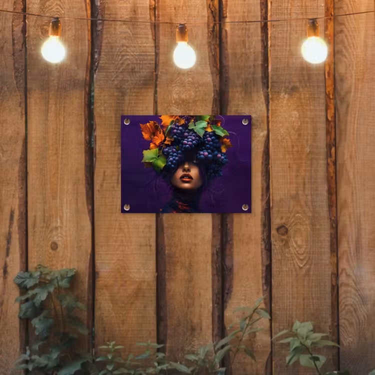 Vrouw - Paars - Druiven tuinposter los doek klein -sfeer1