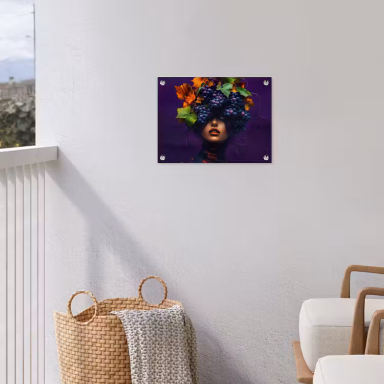 Vrouw - Paars - Druiven tuinposter los doek klein -sfeer8