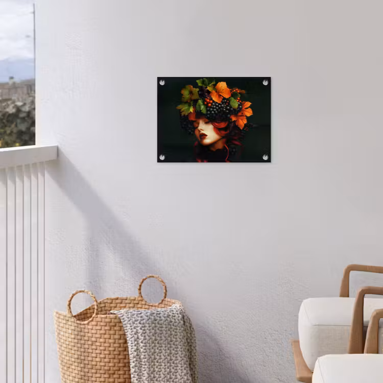 Vrouw - Rood - Groen - Druiven tuinposter los doek klein -sfeer8
