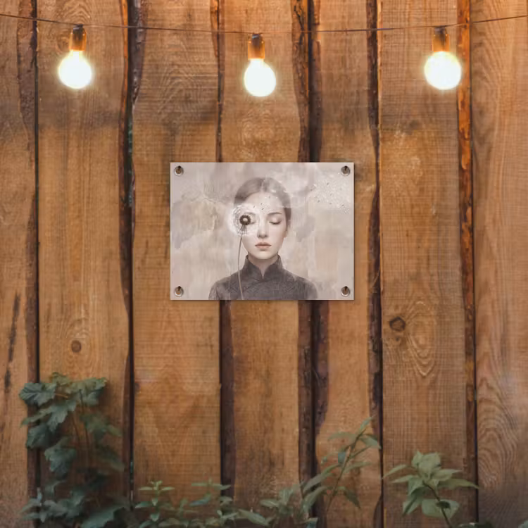 Vrouw - Sereen - Grijs tuinposter los doek klein -sfeer1