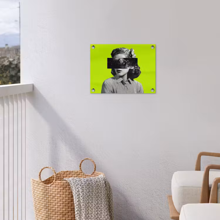 Vrouw - Sterrenhemel - Groen tuinposter los doek klein -sfeer8