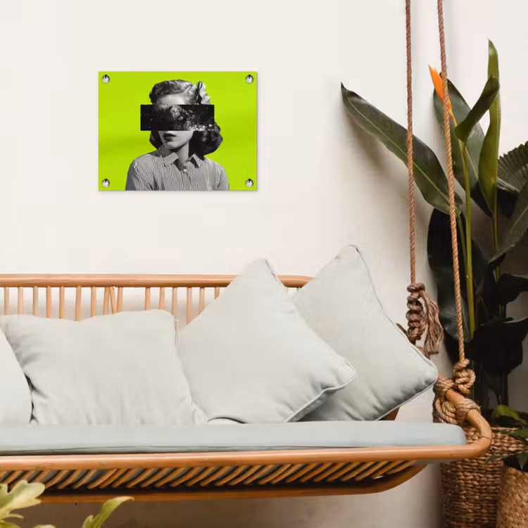 Vrouw - Sterrenhemel - Groen tuinposter los doek klein -sfeer7