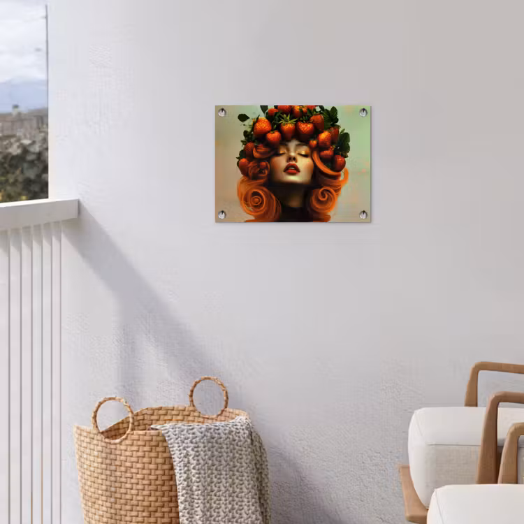 Vrouw - Aardbeien - Kroon tuinposter los doek klein -sfeer8