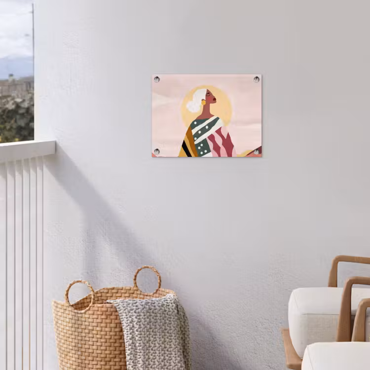 Vrouw - Zon - Kleurrijk tuinposter los doek klein -sfeer8