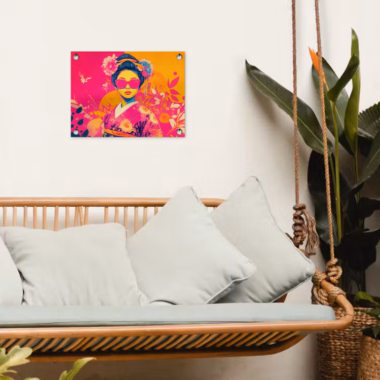 Vrouw - Zonnebril - Abstract - Oranje tuinposter los doek klein -sfeer7