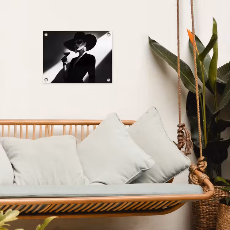 Vrouw - Wijn - Chic tuinposter los doek klein -sfeer7