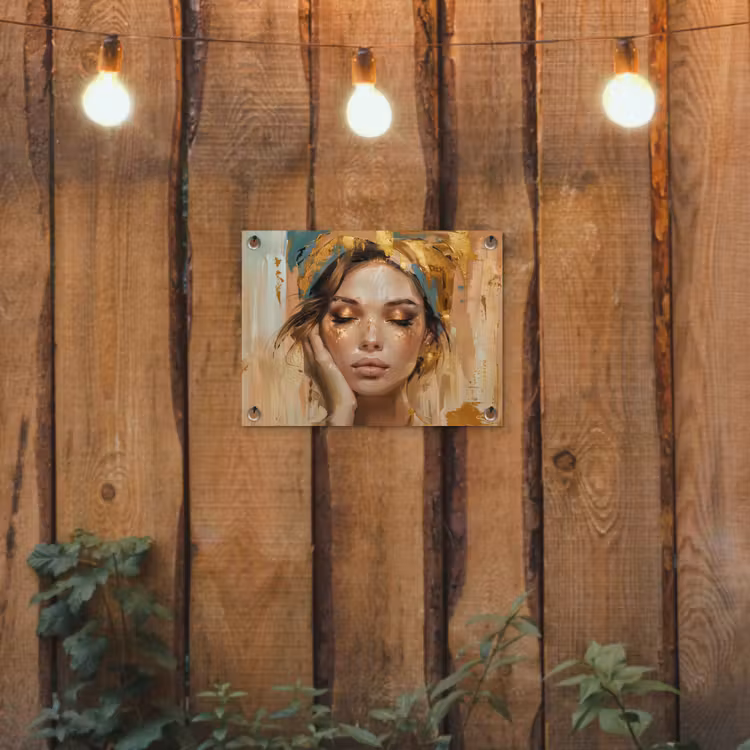 Vrouwen - Portret - Luxe - Goud tuinposter los doek klein -sfeer1