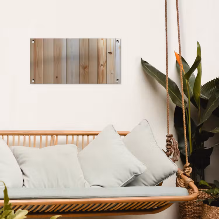 Hout - Planken - Licht tuinposter los doek klein -sfeer7