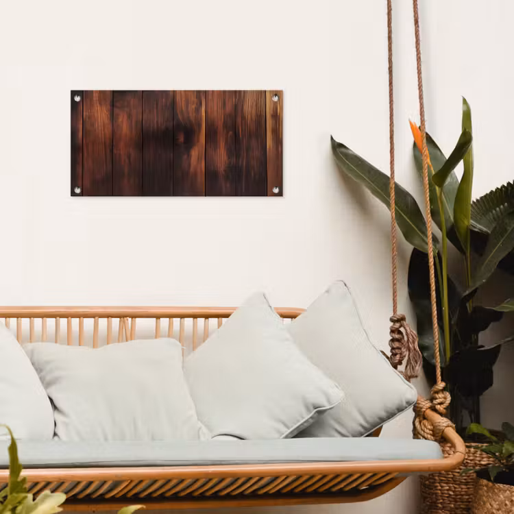 Hout - Planken - Vintage - Donkerbruin tuinposter los doek klein -sfeer7
