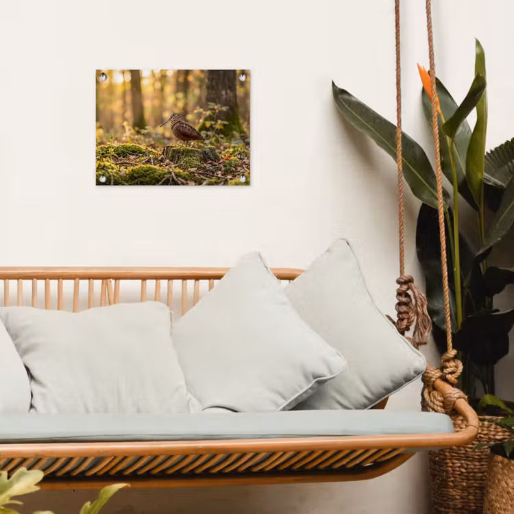 Houtsnip - Bos - Bladeren - Herfst - Gecamoufleerd tuinposter los doek klein -sfeer7