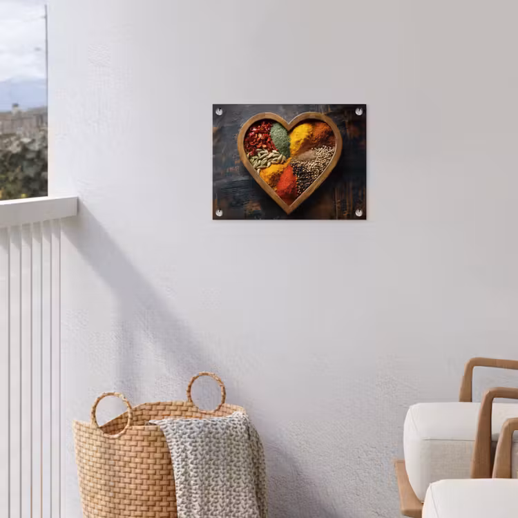 Houten - Hart - Kleurrijke - Specerijen tuinposter los doek klein -sfeer8