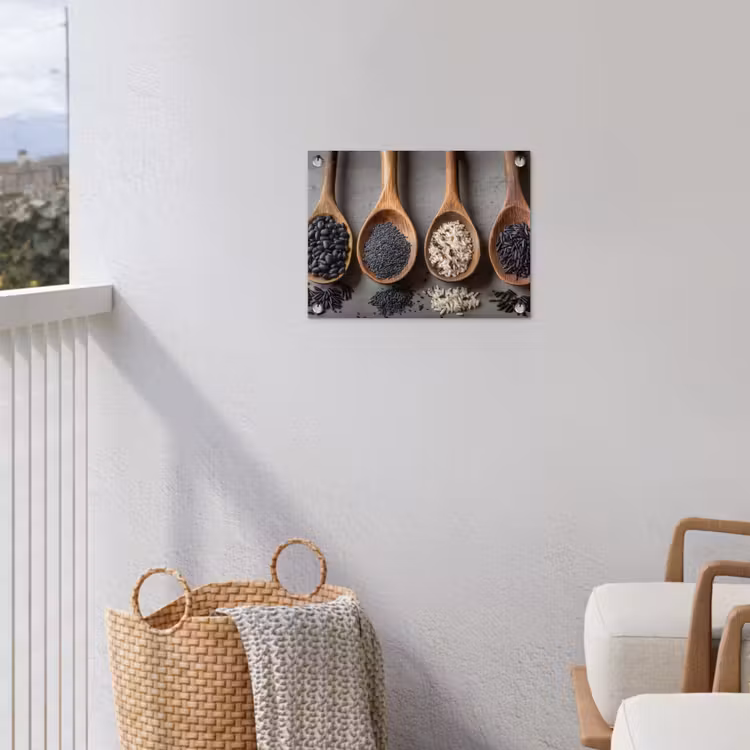Houten - Lepels - Rijst - Zaden tuinposter los doek klein -sfeer8