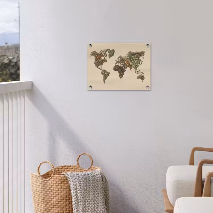 Wereldkaart - Kruiden - Kleurrijk tuinposter los doek klein -sfeer8