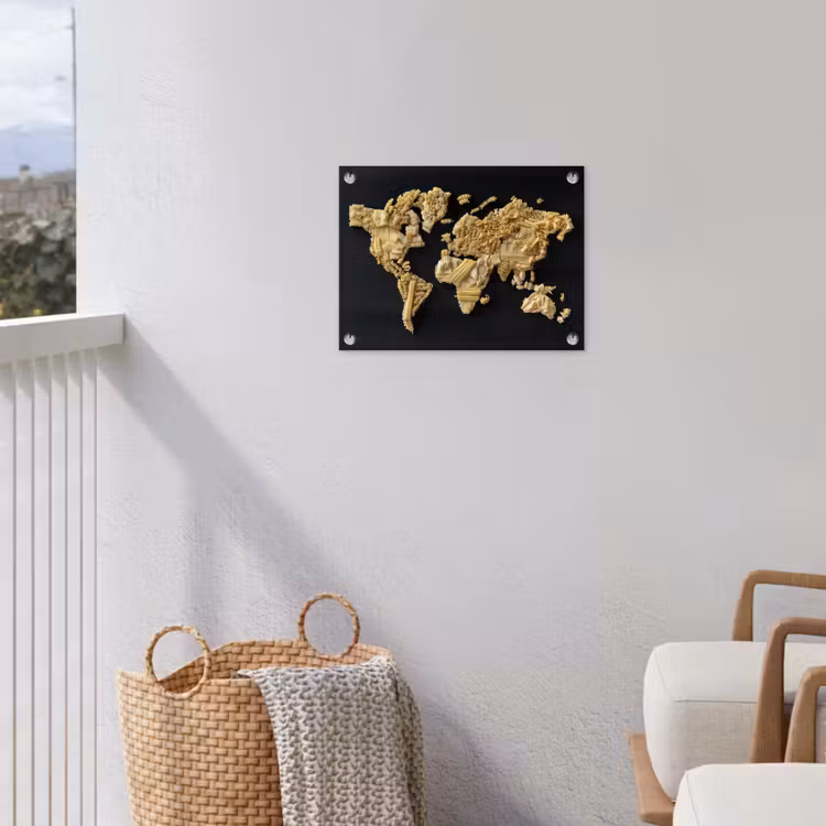 Wereldkaart - Specerijen - Kleurrijk tuinposter los doek klein -sfeer8
