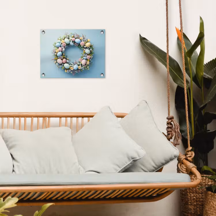 Krans - Eieren - Bloemen tuinposter los doek klein -sfeer7