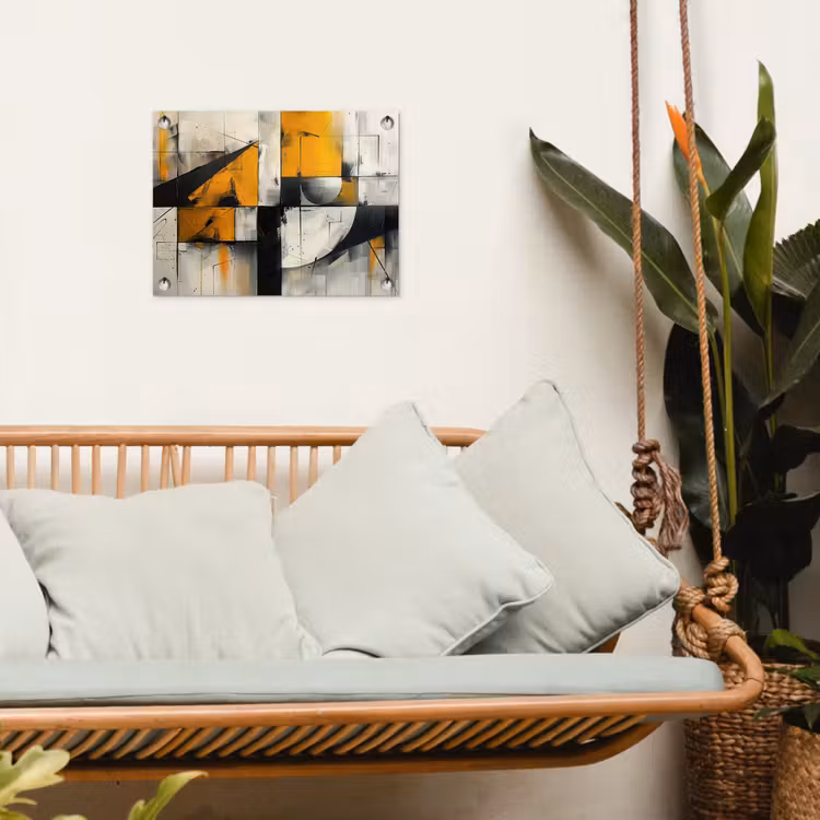 Geel - Abstract - Modern - Vormen tuinposter los doek klein -sfeer7