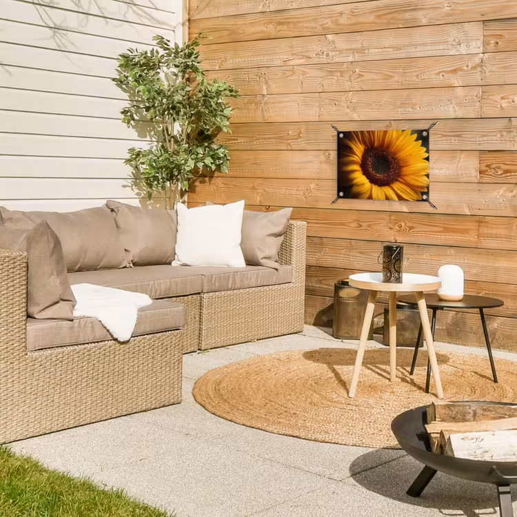 Geel - Zonnebloem - Zomers tuinposter los doek klein -sfeer4