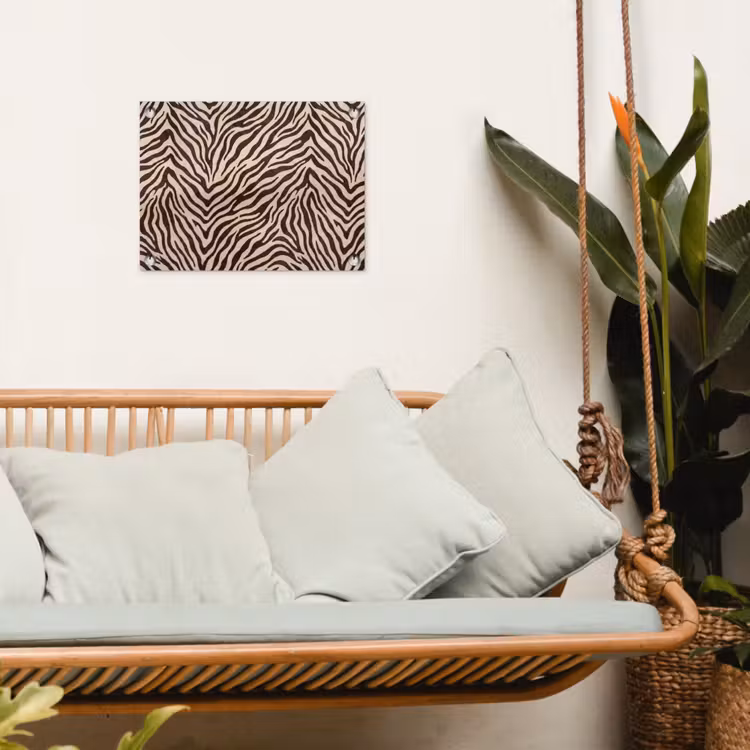 Zebra - Strepen - Bruin tuinposter los doek klein -sfeer7