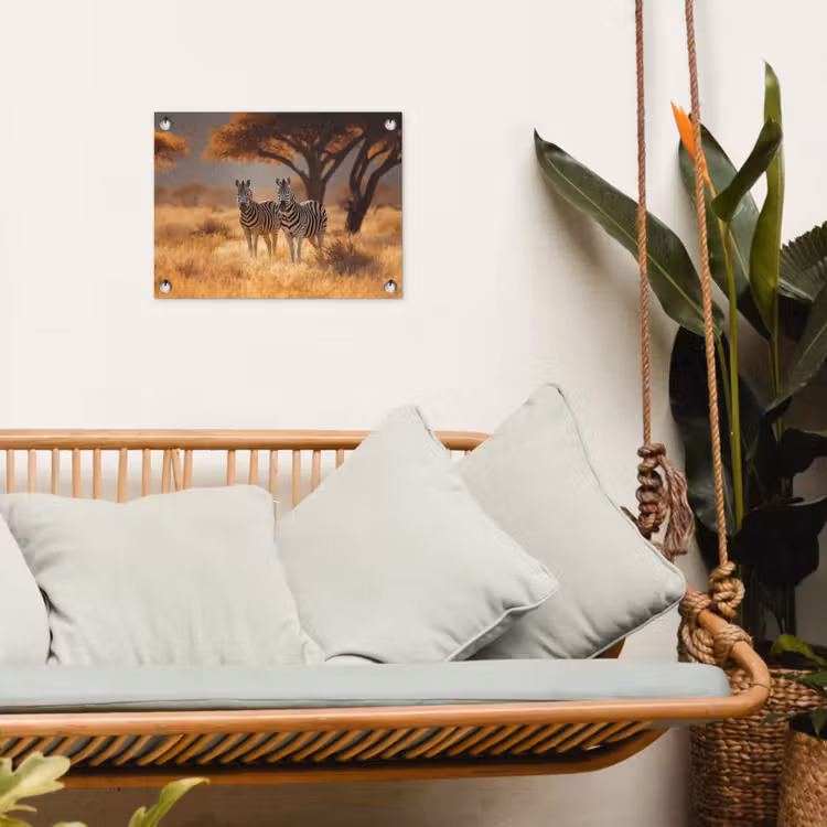 Zebra's - Savannelandschap - Gras tuinposter los doek klein -sfeer7
