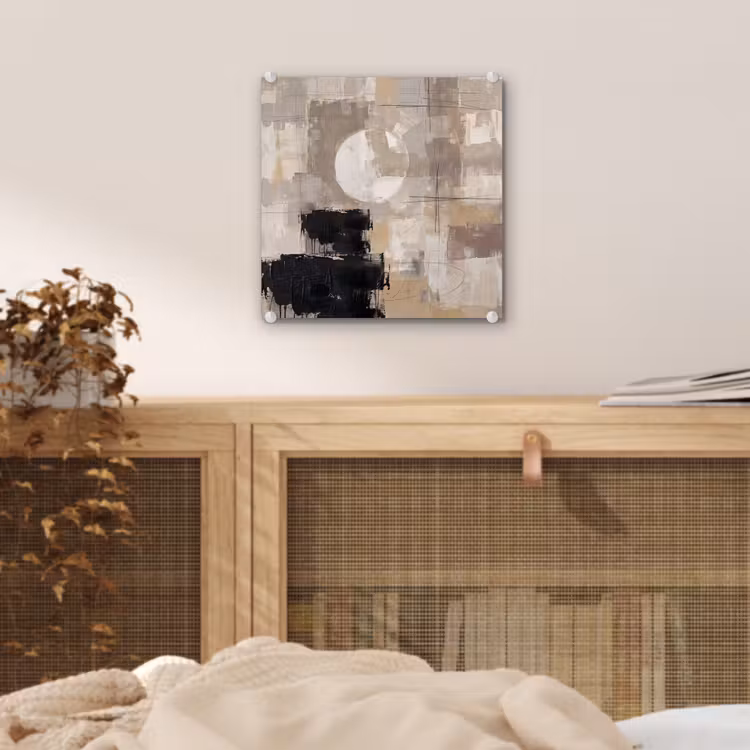 Abstract - Cirkel - Modern - Beige - Zwart - Minimalistisch plexiglas 5mm klein -sfeer4