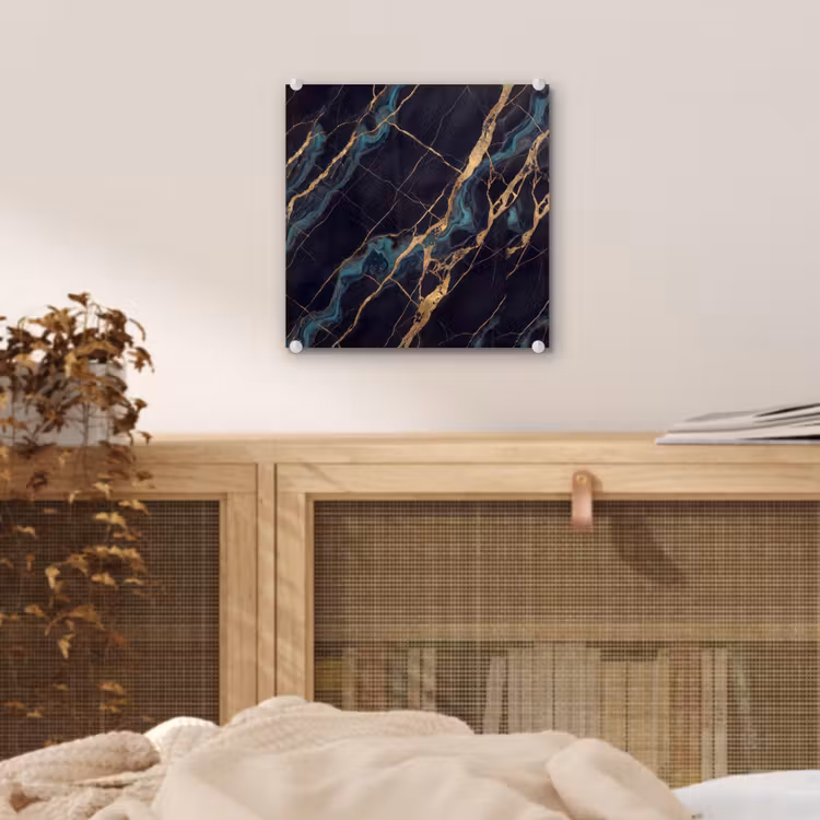 Abstract - Gouden lijnen - Kunst - Modern - Zwart plexiglas 5mm klein -sfeer4