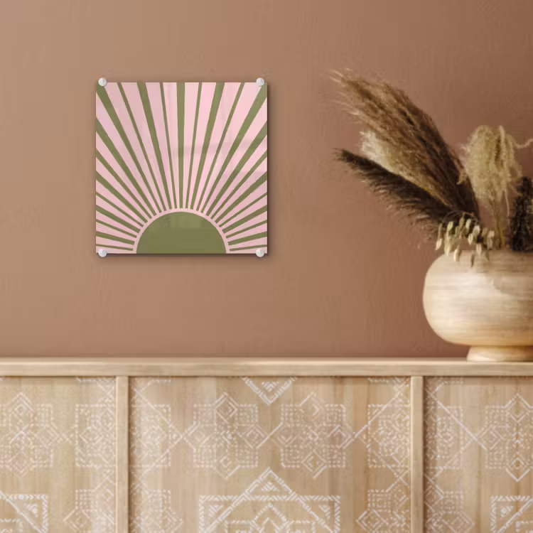 Abstract - Stralen - Grafisch - Roze - Groen plexiglas 5mm klein -sfeer5