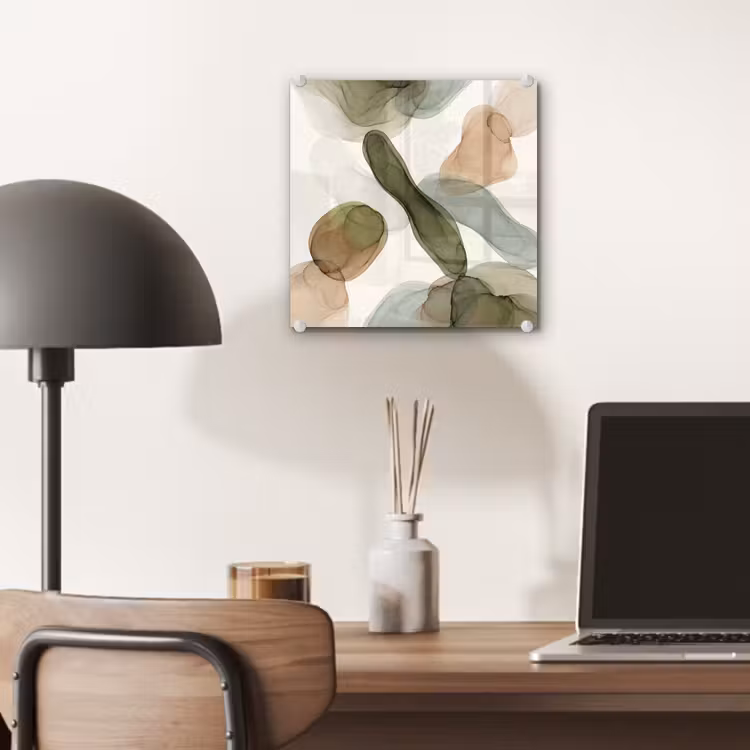 Abstract - Vormen - Modern - Kunst - Groen - Bruin plexiglas 5mm klein -sfeer6