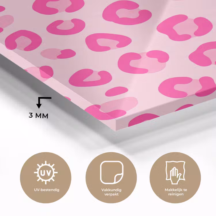 Dierenprint - Patroon - Abstract - Modern - Roze plexiglas 5mm klein -sfeer2