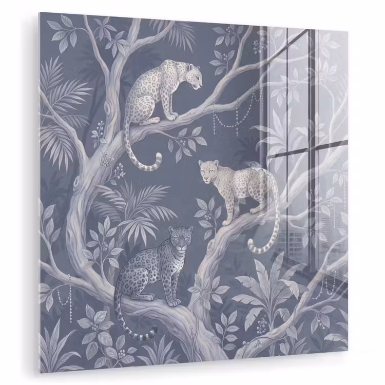 Dieren - Jungle - Illustratie - Bomen - Blauw plexiglas 5mm klein -zzzproduct_nieuw