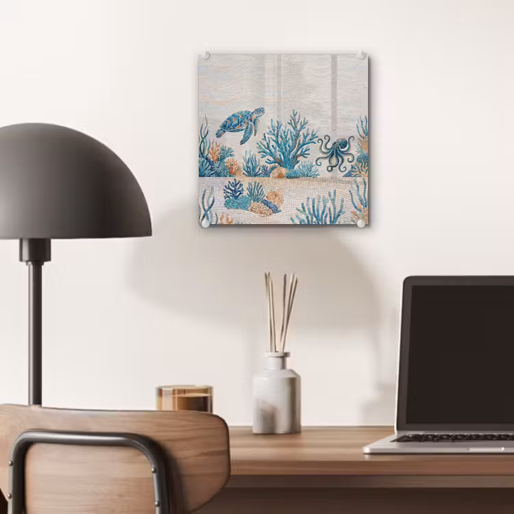 Dieren - Onderwater - Natuur - Mozaïek - Blauw plexiglas 5mm klein -sfeer6