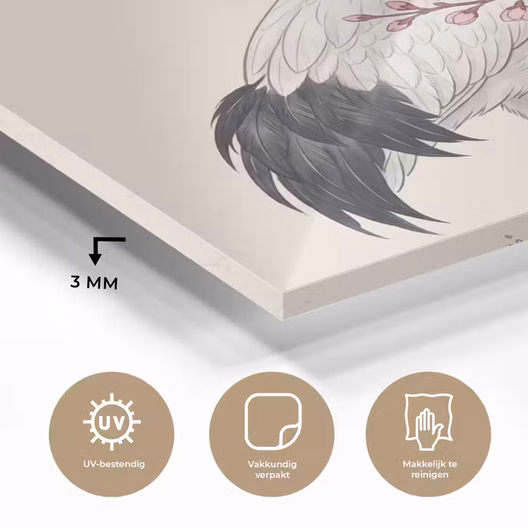 Aziatisch - Kraanvogel - Beige plexiglas 5mm klein -sfeer2