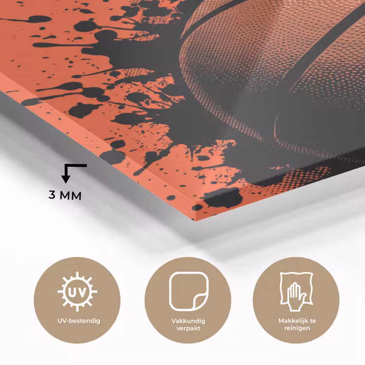 Basketbal - Verf - Sport - Oranje plexiglas 5mm klein -sfeer2