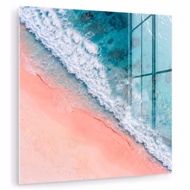Strand - Oceaan - Golven - Roze Zand - Natuur plexiglas 5mm klein -zzzproduct_nieuw