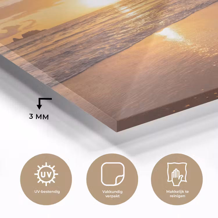 Strand - Zonsondergang - Natuur - Tropisch - Oranje plexiglas 5mm klein -sfeer2