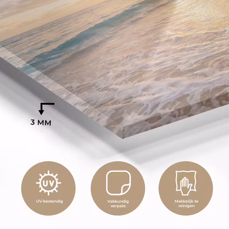 Strand - Zonsondergang - Tropisch - Natuur - Goud plexiglas 5mm klein -sfeer2